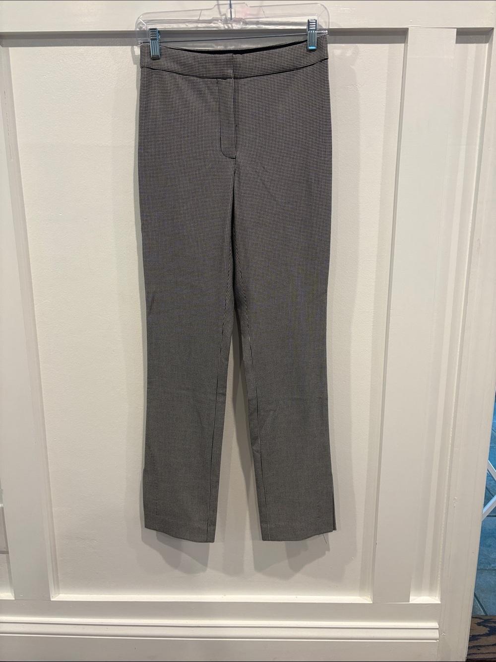 Babaton Black and Cream Mini Houndstooth Straight-Leg Dress Pants
